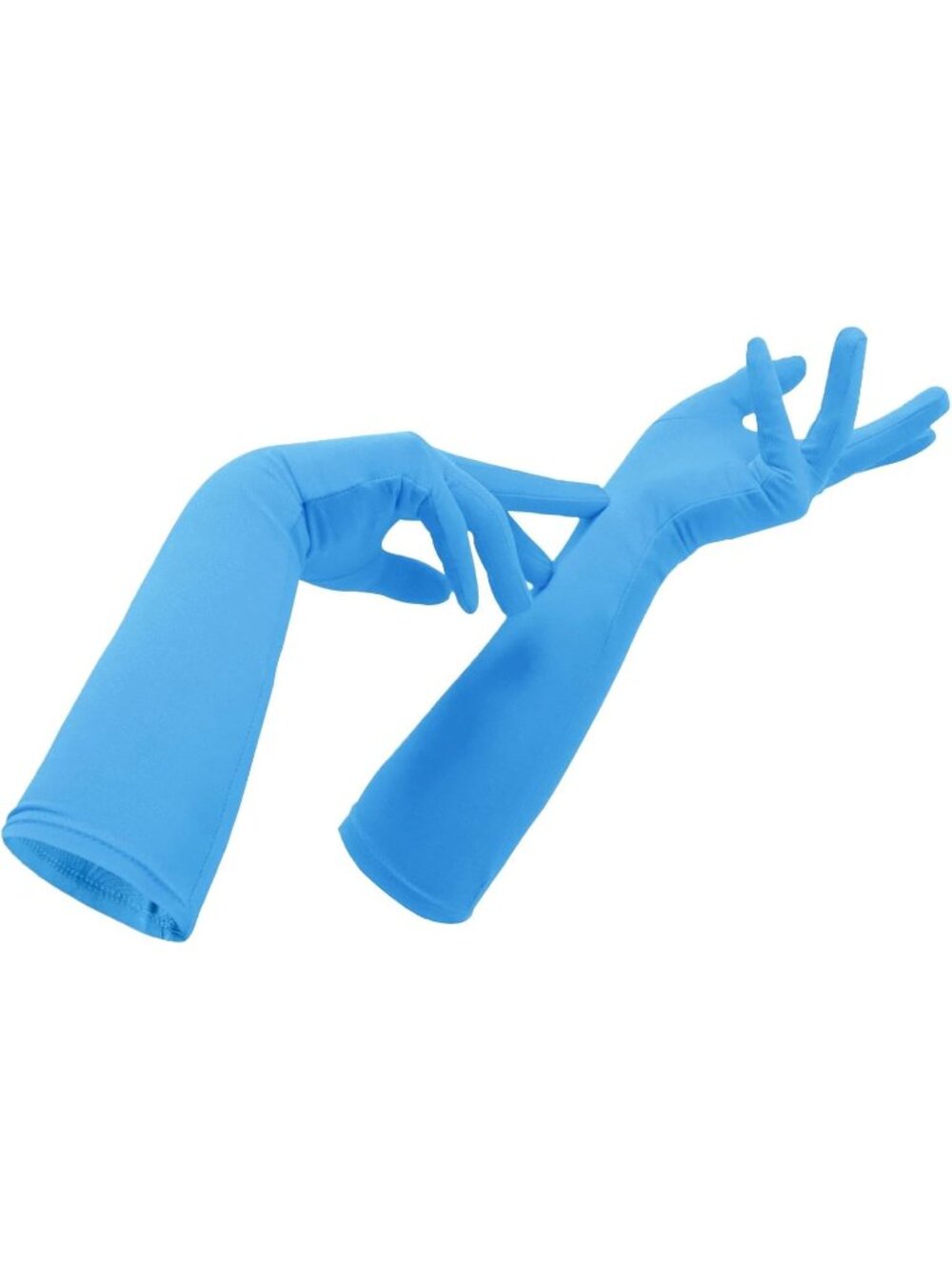 Women's  Sky Blue Cosplay Halloween Costume Spandex Stretch Mid-Length Gloves
